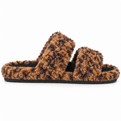 Women’s Fuzzy Double-Strap Slide Slippers