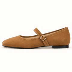 Suede-Look Mary Jane Flats