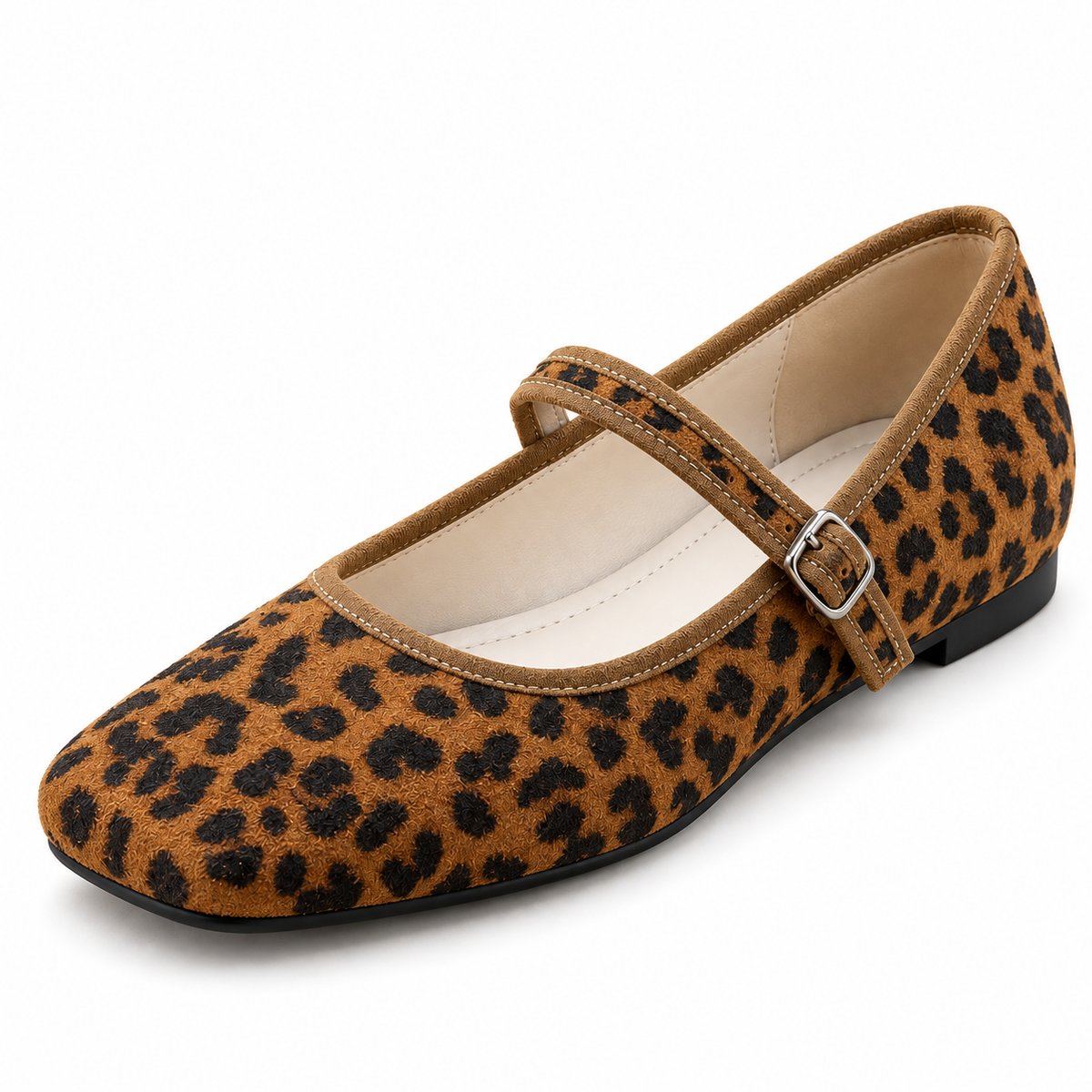 Comfortable PU Suede-Look Ballet Flats with Strap