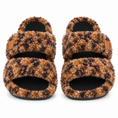 Women’s Fuzzy Double-Strap Slide Slippers