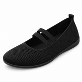 Marla Comfort - Women's Wide Toe Box Knit Mary Jane Flats, Slip-On Non-Slip Walking Shoes