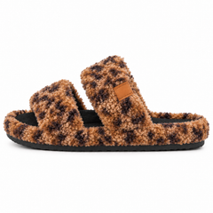 Women’s Fuzzy Double-Strap Slide Slippers