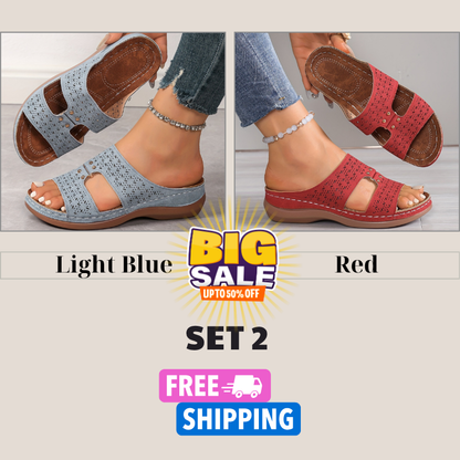 New Summer Hollow Breathable Sandals for Women, Comfortable Flat Slip-Ons