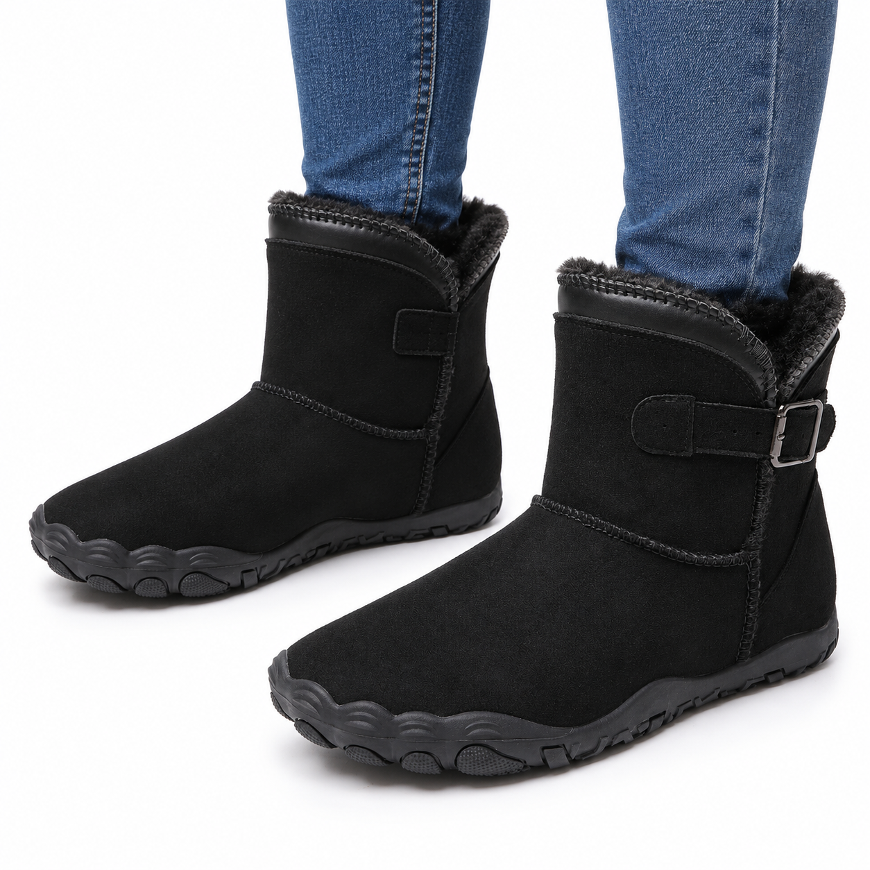 Women’s Fleece-Lined Buckle Ankle Boots