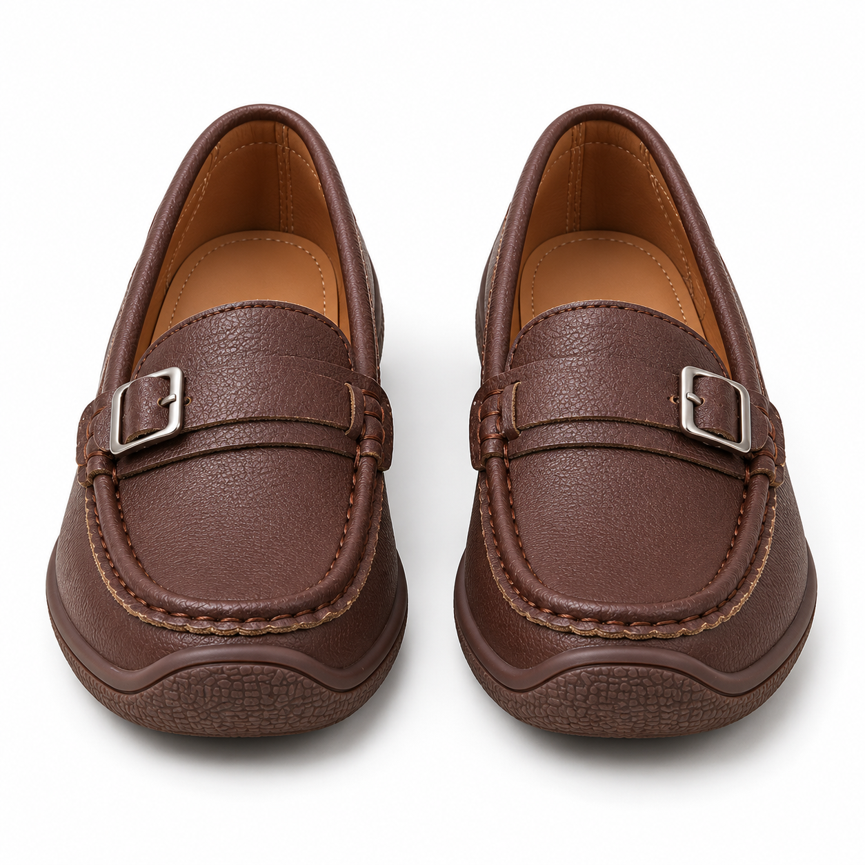 Women’s Soft Leather Silver Buckle Loafers