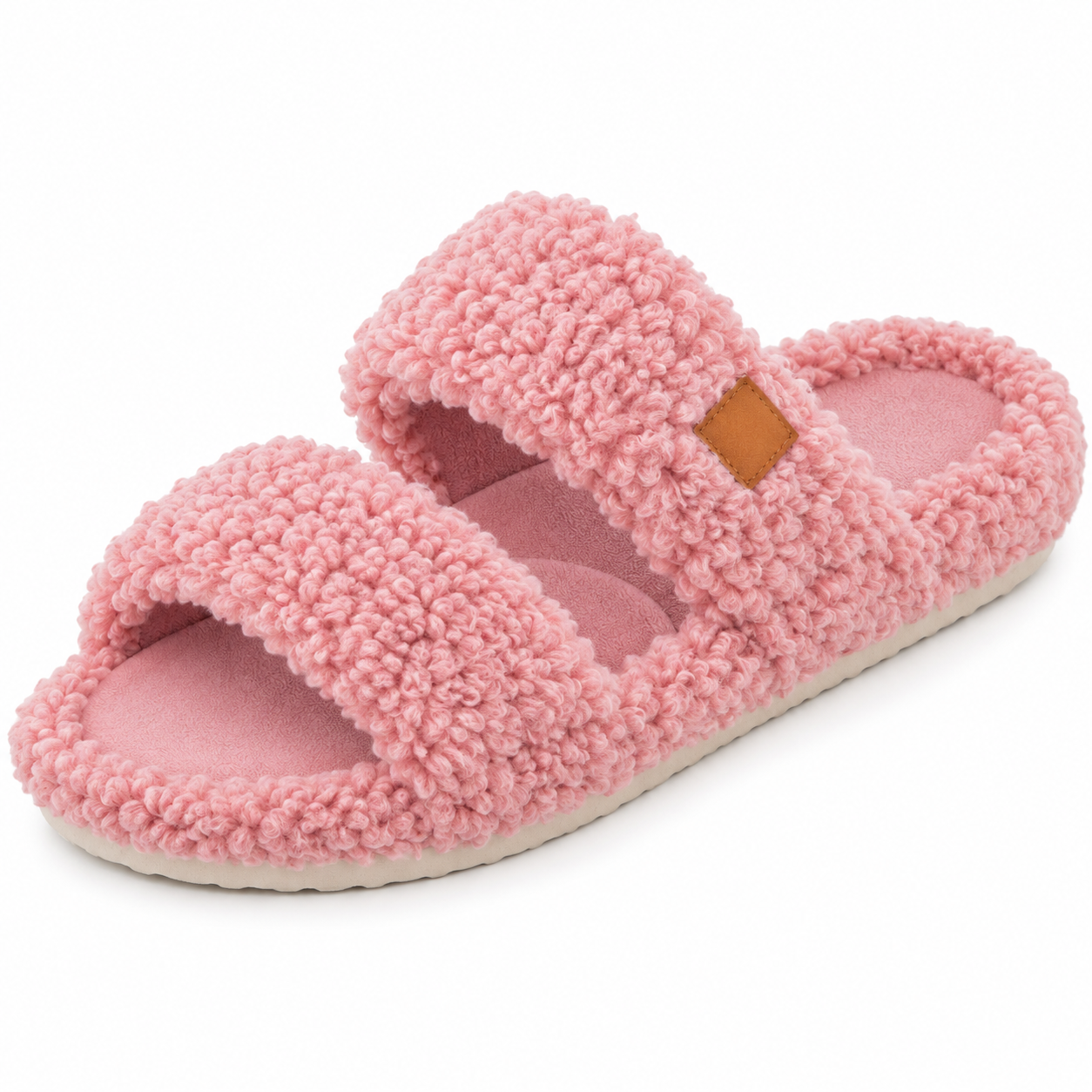Women’s Fuzzy Double-Strap Slide Slippers