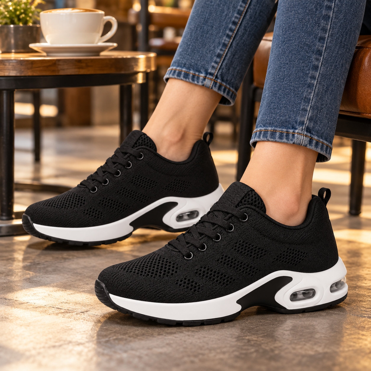 Stretch-Knit Walking Shoes