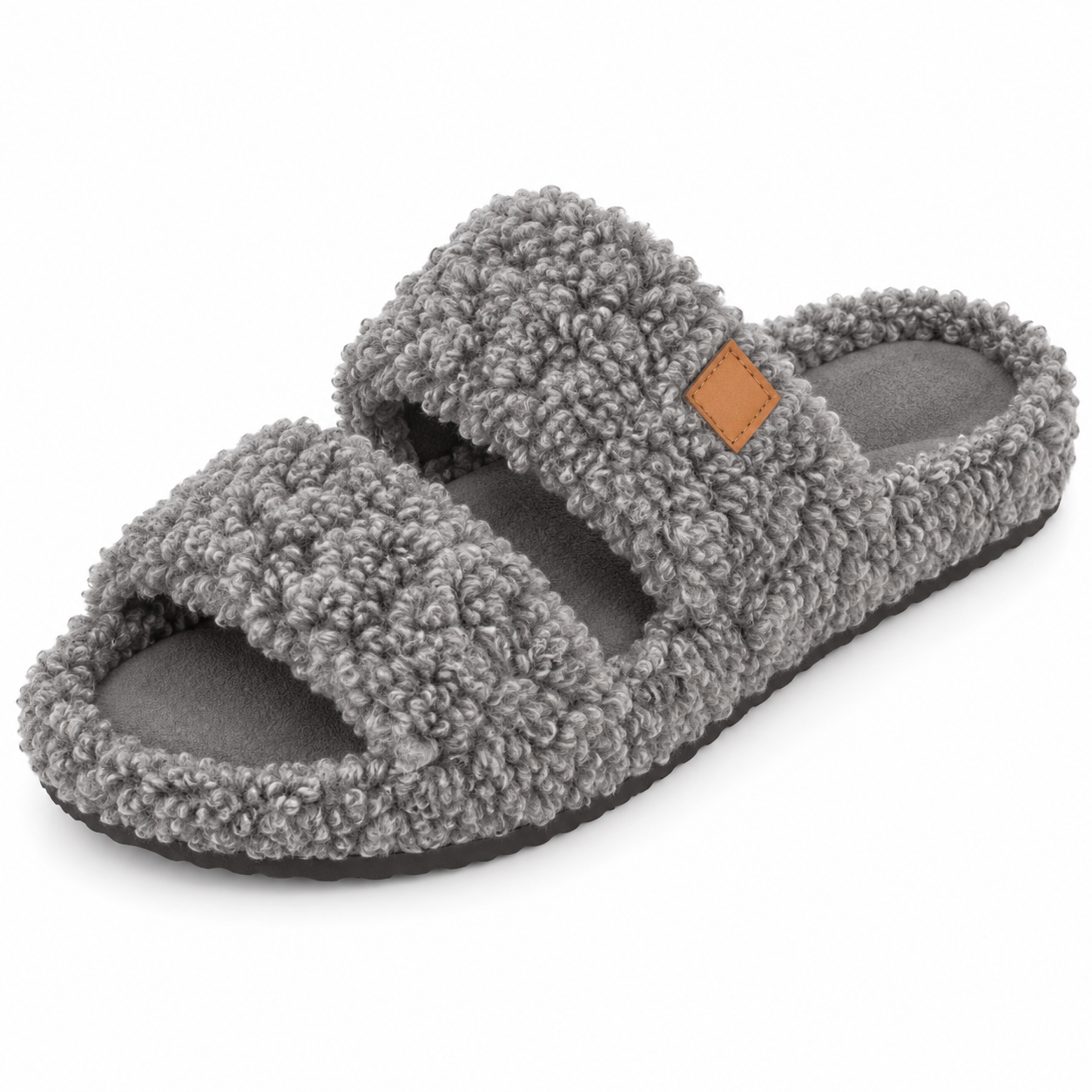 Women’s Fuzzy Double-Strap Slide Slippers