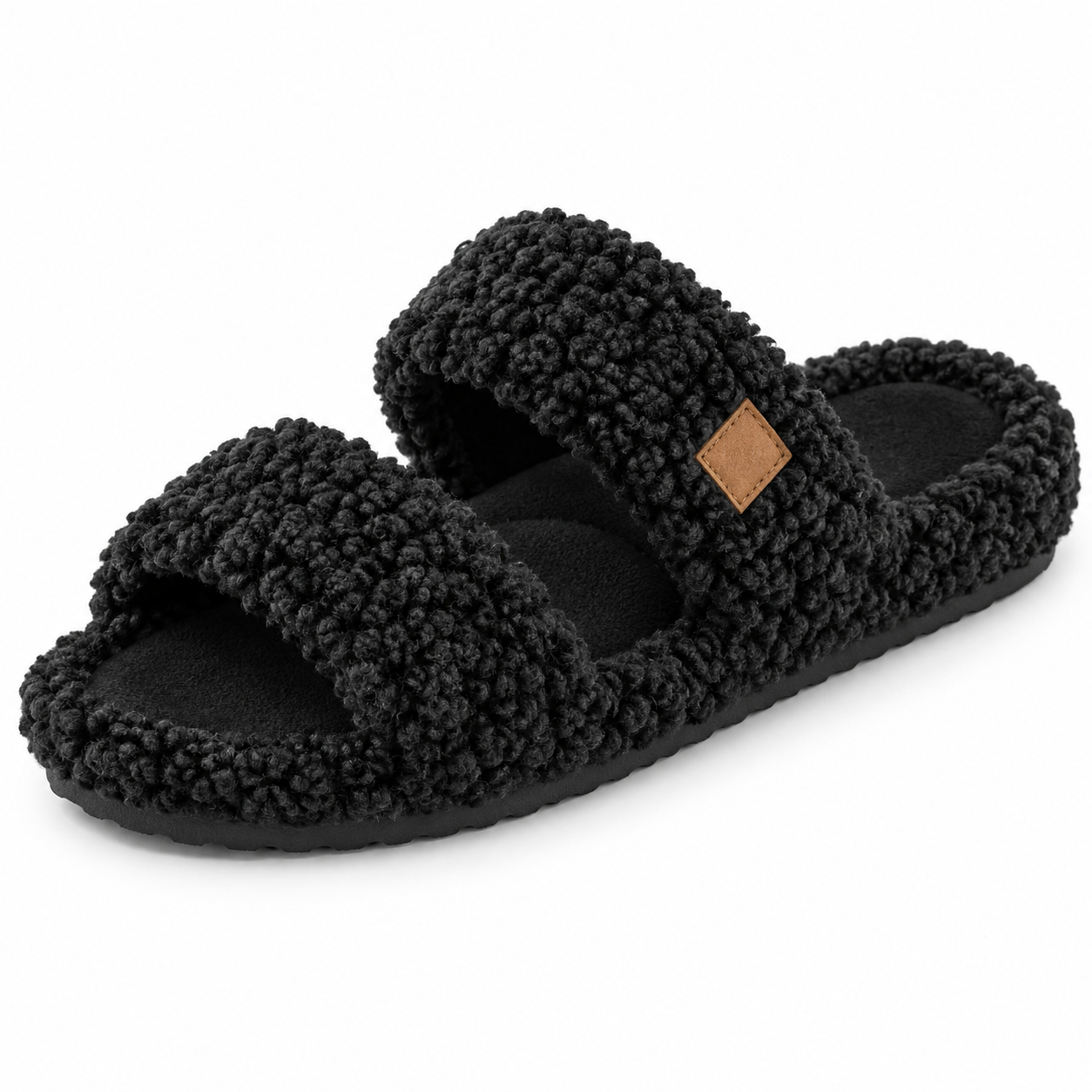 Women’s Fuzzy Double-Strap Slide Slippers