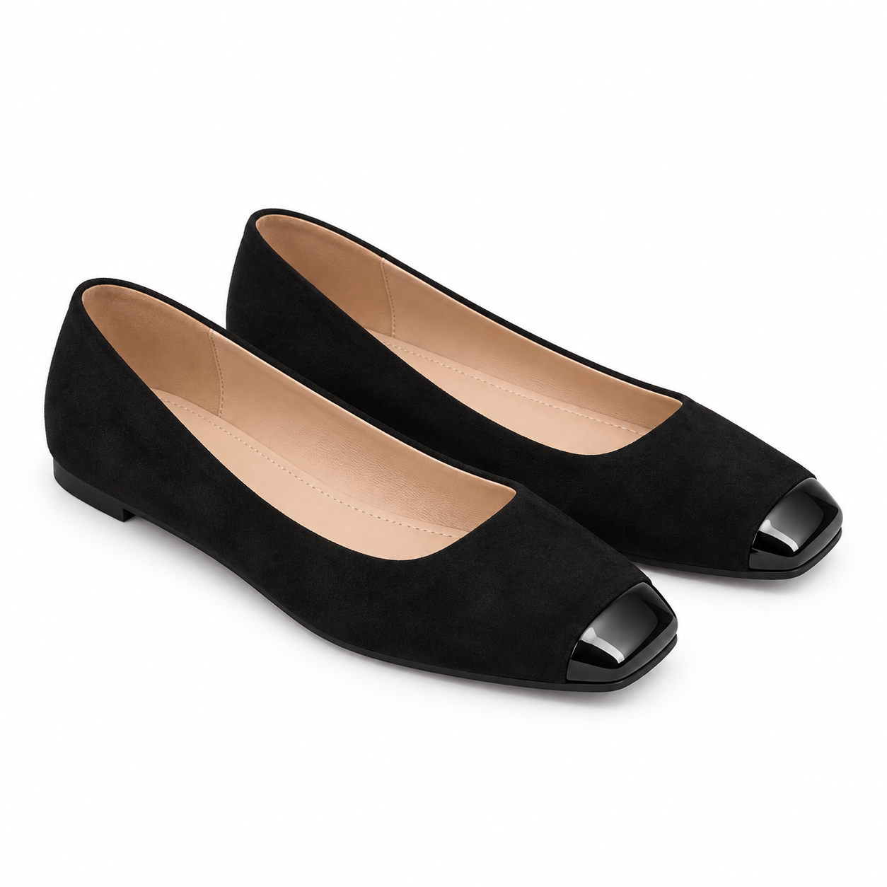 Women’s Colorblock Suede Square-Toe Flats