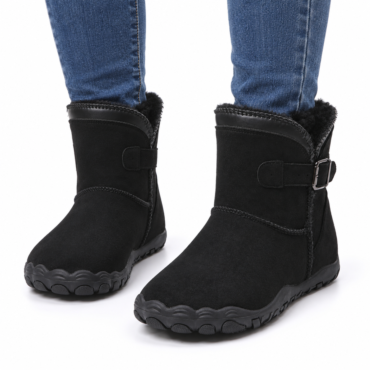 Women’s Fleece-Lined Buckle Ankle Boots