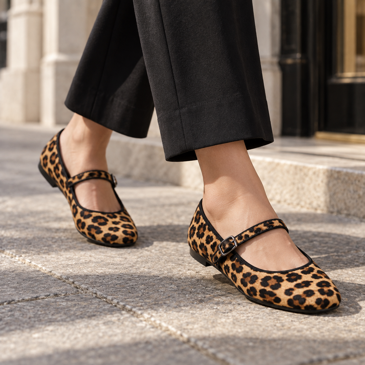 Women’s Soft-Sole Leopard-Print Mary Jane Flats