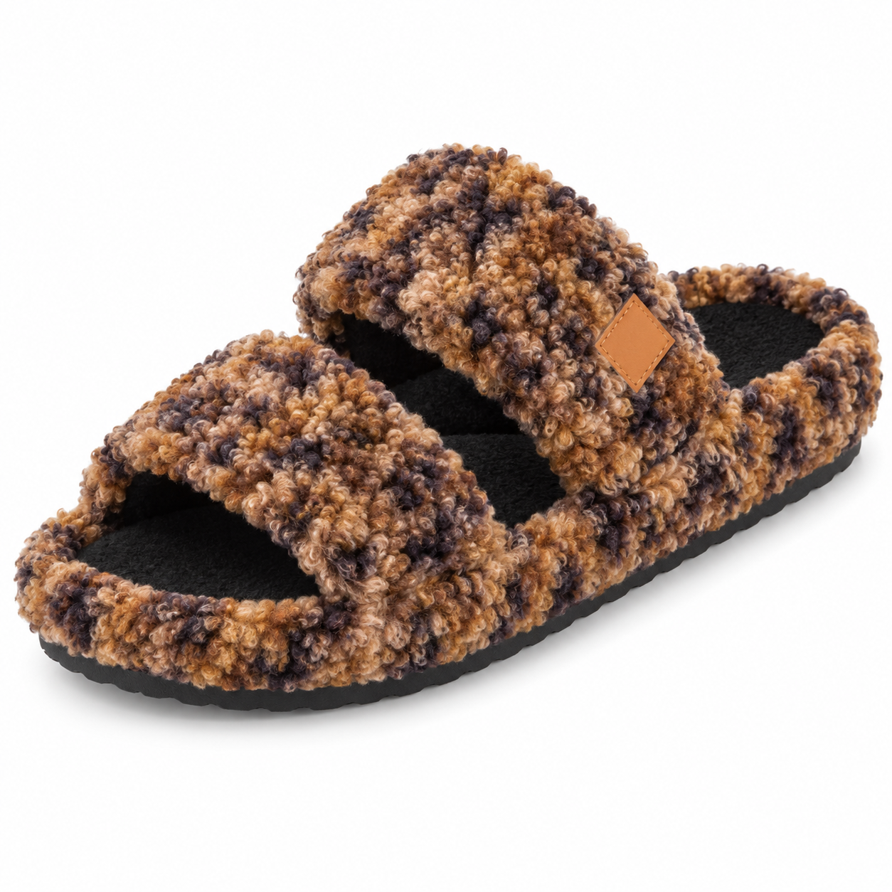 Women’s Fuzzy Double-Strap Slide Slippers