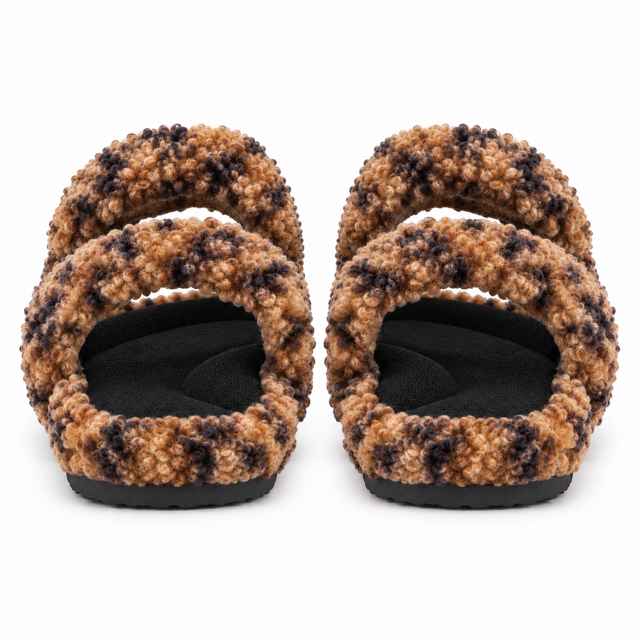 Women’s Fuzzy Double-Strap Slide Slippers