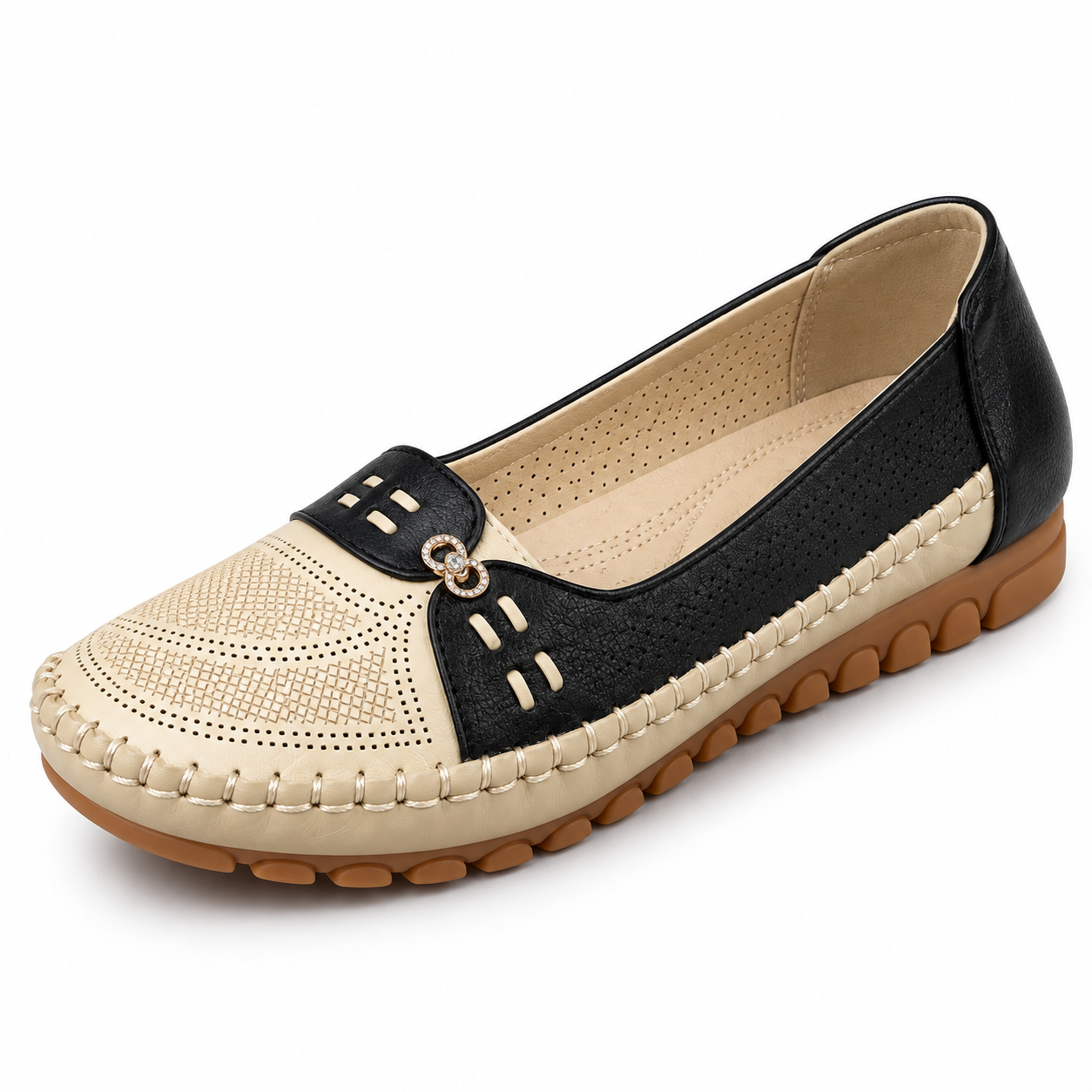 Chain-Detail Slip-On Flats