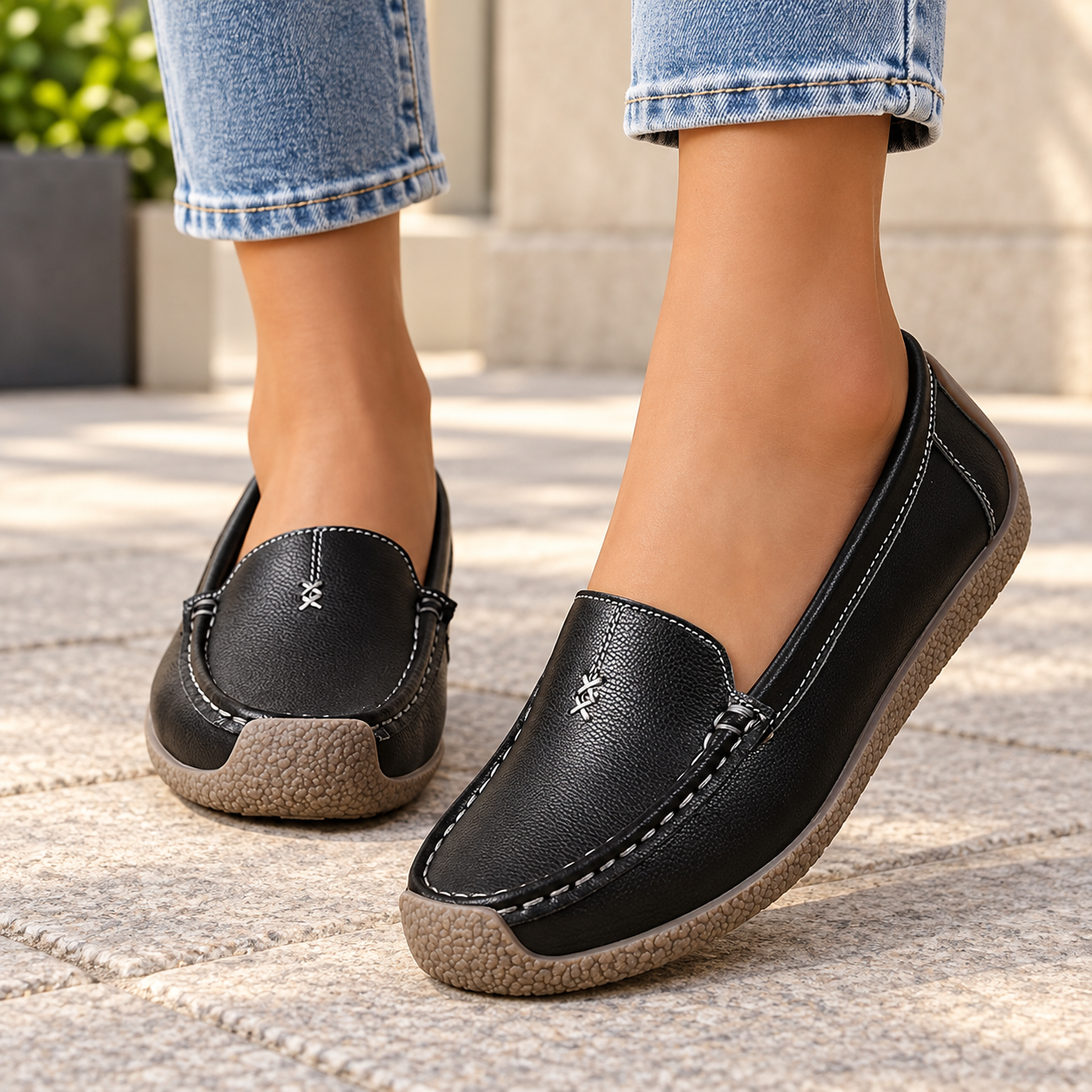 Cushioned Suede-Look Loafers