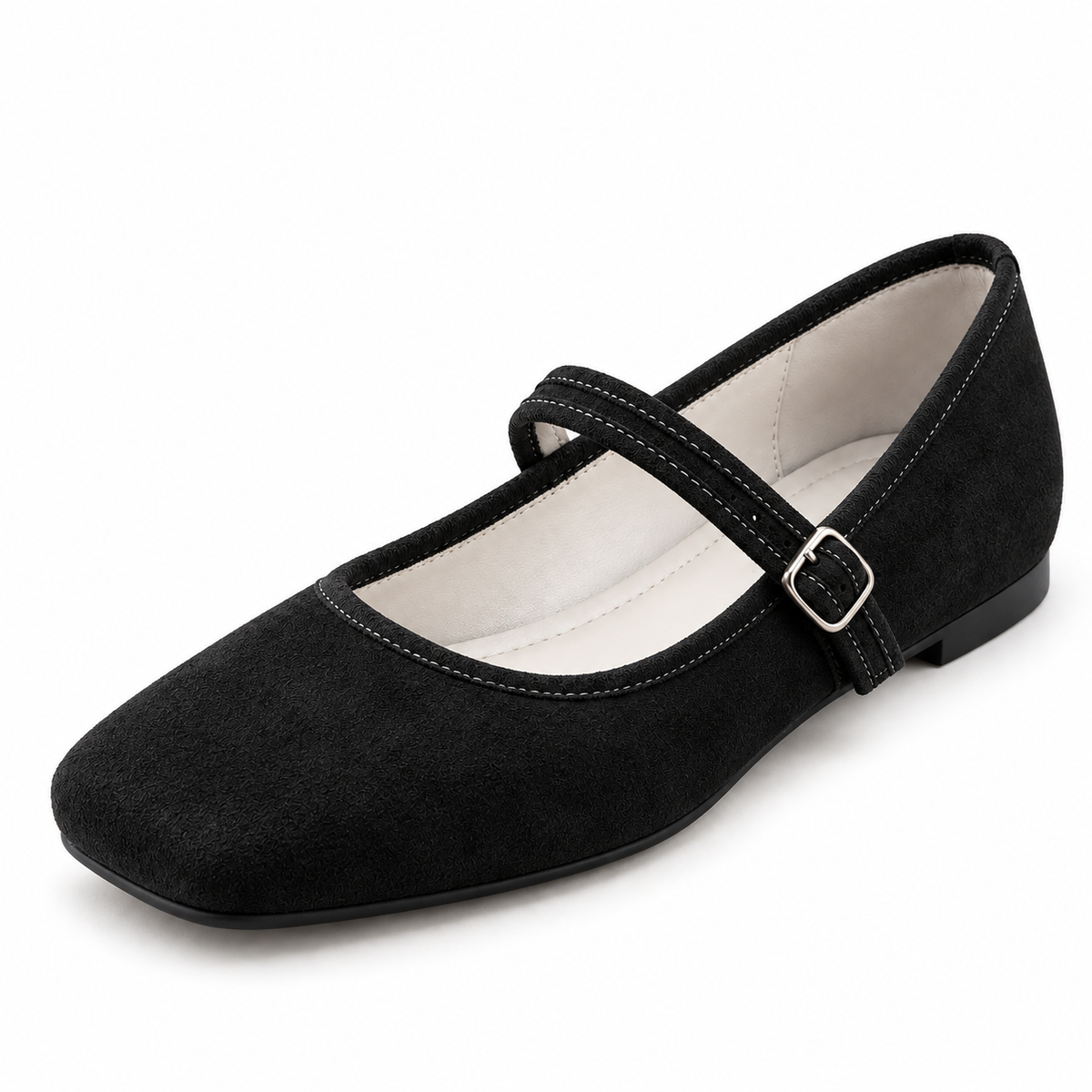 Comfortable PU Suede-Look Ballet Flats with Strap