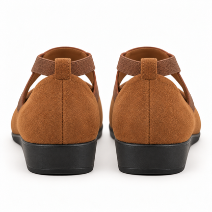 🔥Hot Sale🔥Elegant Solid Color Elastic Strap Low Wedge Shoes