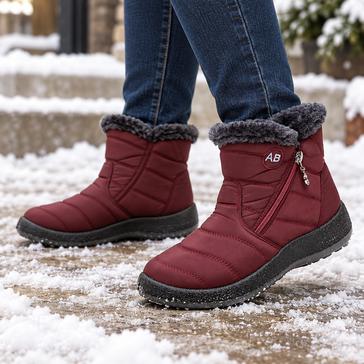 Plush-Lined Quilted Snow Boots