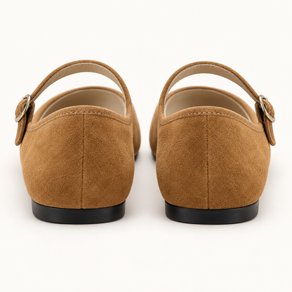 Comfortable PU Suede-Look Ballet Flats with Strap