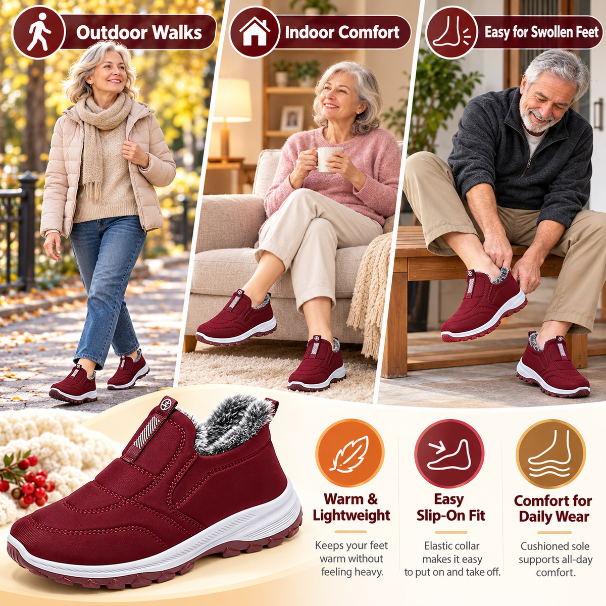 🔥55% OFF TODAY🔥 2026 New Arrival – Women’s Warm Fur-Lined Snow Boots | Lightweight Waterproof Slip-On Ankle Boots for Fall & Winter
