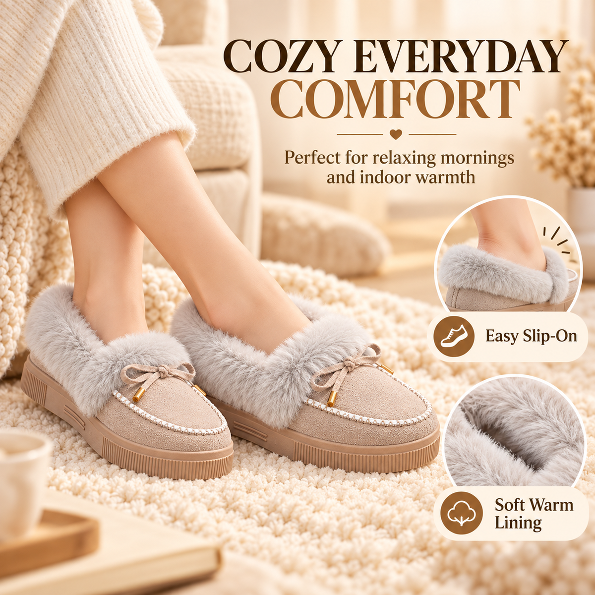 🔥55% OFF TODAY🔥2026 Women's Cozy Winter Ankle Boots – Warm Furry Bow Style