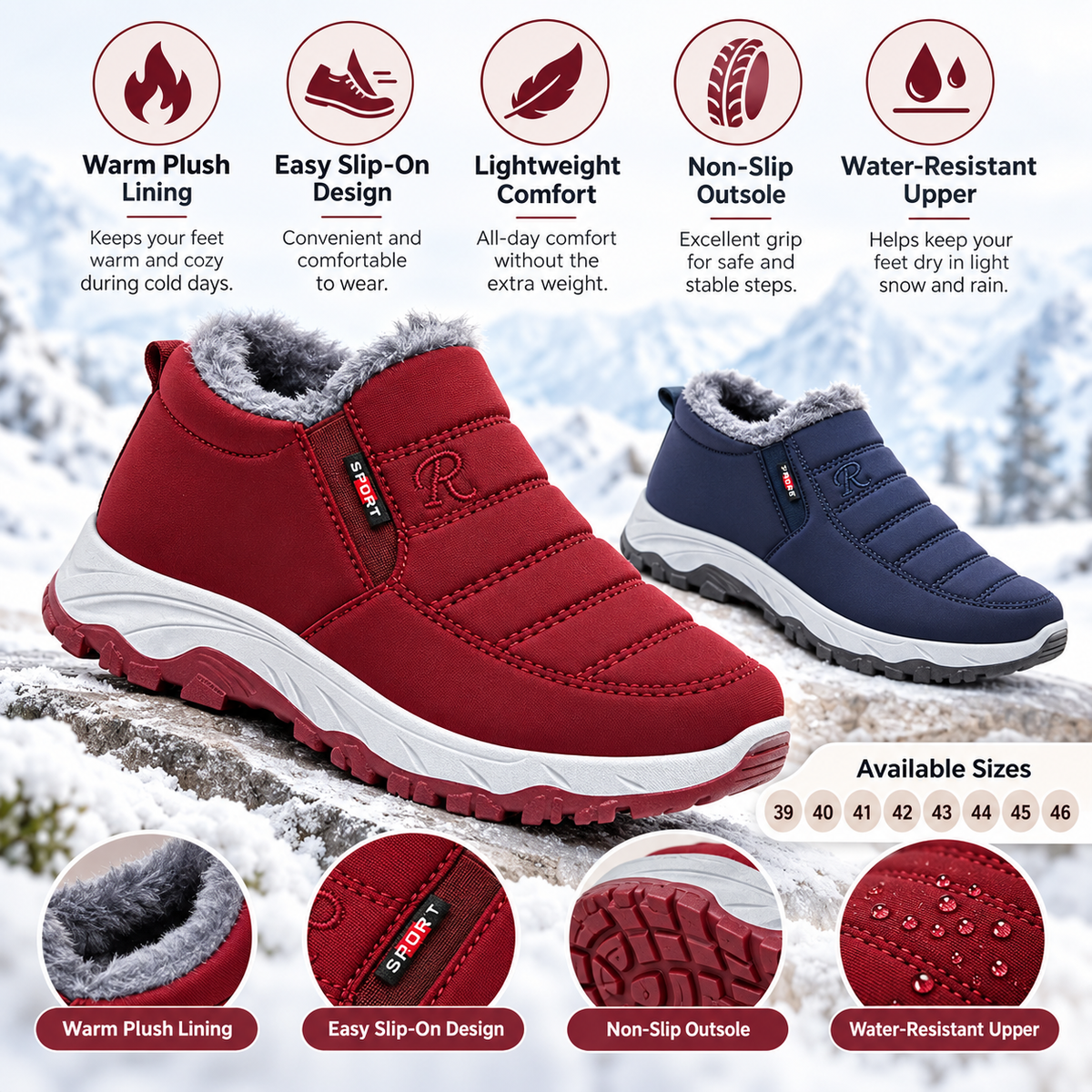 🔥Last Day Sale 55%🔥2026 New Arrival Women’s Comfort Winter Boots – Warm Fleece-Lined Everyday Walking Shoes