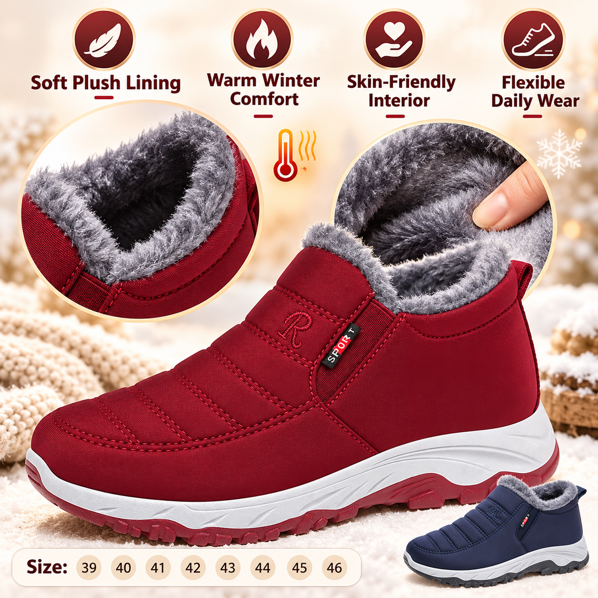 🔥Last Day Sale 55%🔥2026 New Arrival Women’s Comfort Winter Boots – Warm Fleece-Lined Everyday Walking Shoes
