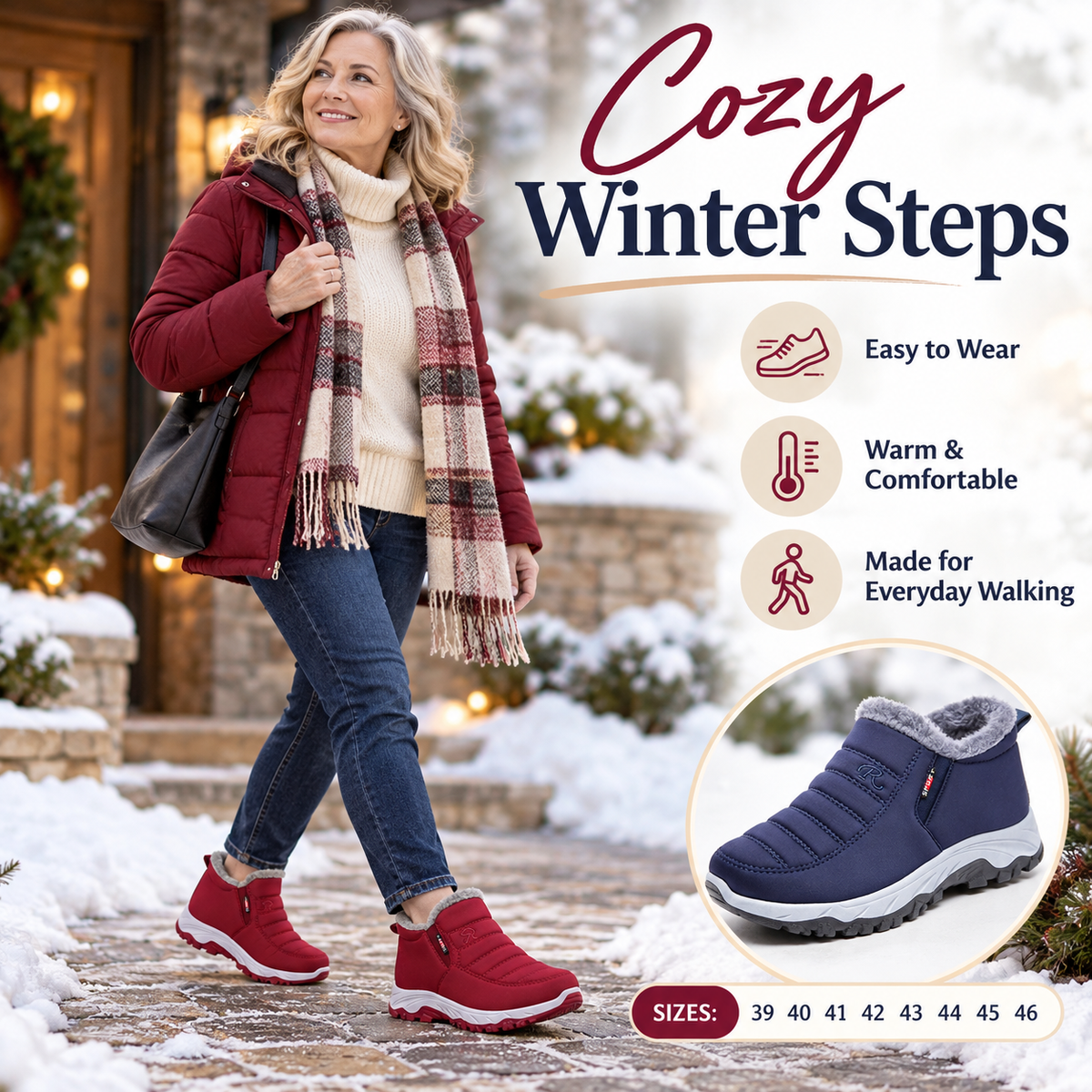 🔥Last Day Sale 55%🔥2026 New Arrival Women’s Comfort Winter Boots – Warm Fleece-Lined Everyday Walking Shoes