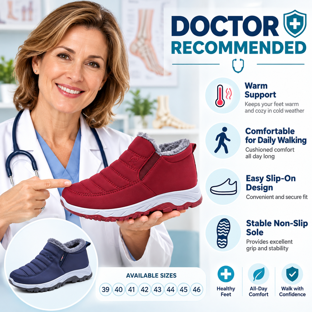 🔥Last Day Sale 55%🔥2026 New Arrival Women’s Comfort Winter Boots – Warm Fleece-Lined Everyday Walking Shoes