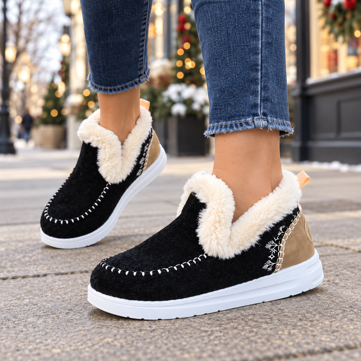 Fleece-Lined Slip-On Winter Boots