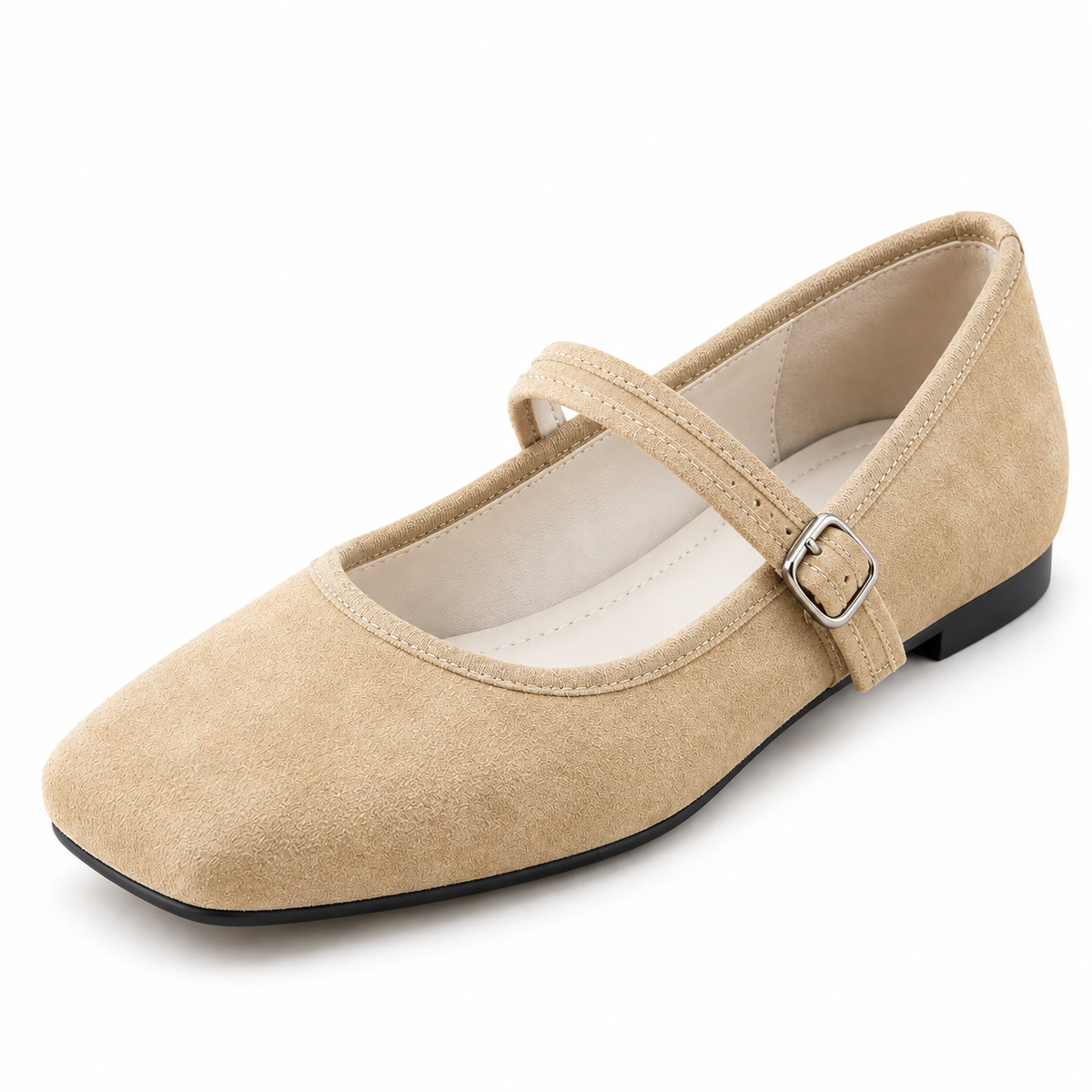 Comfortable PU Suede-Look Ballet Flats with Strap