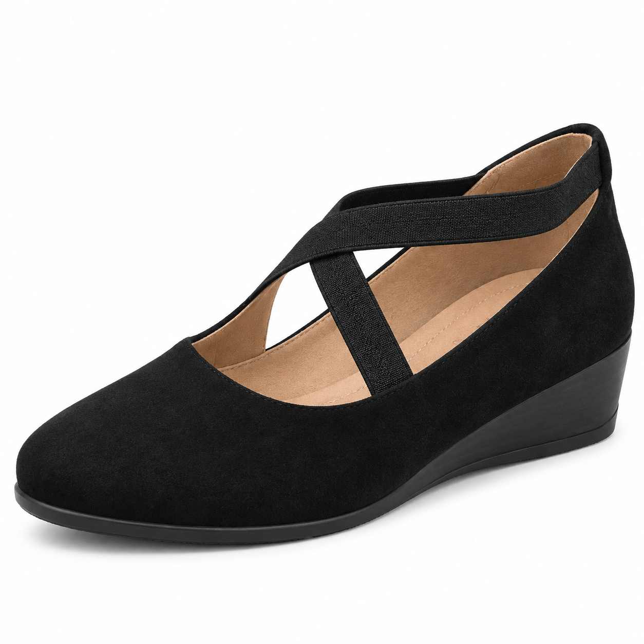 Elastic-Strap Mary Jane Wedges