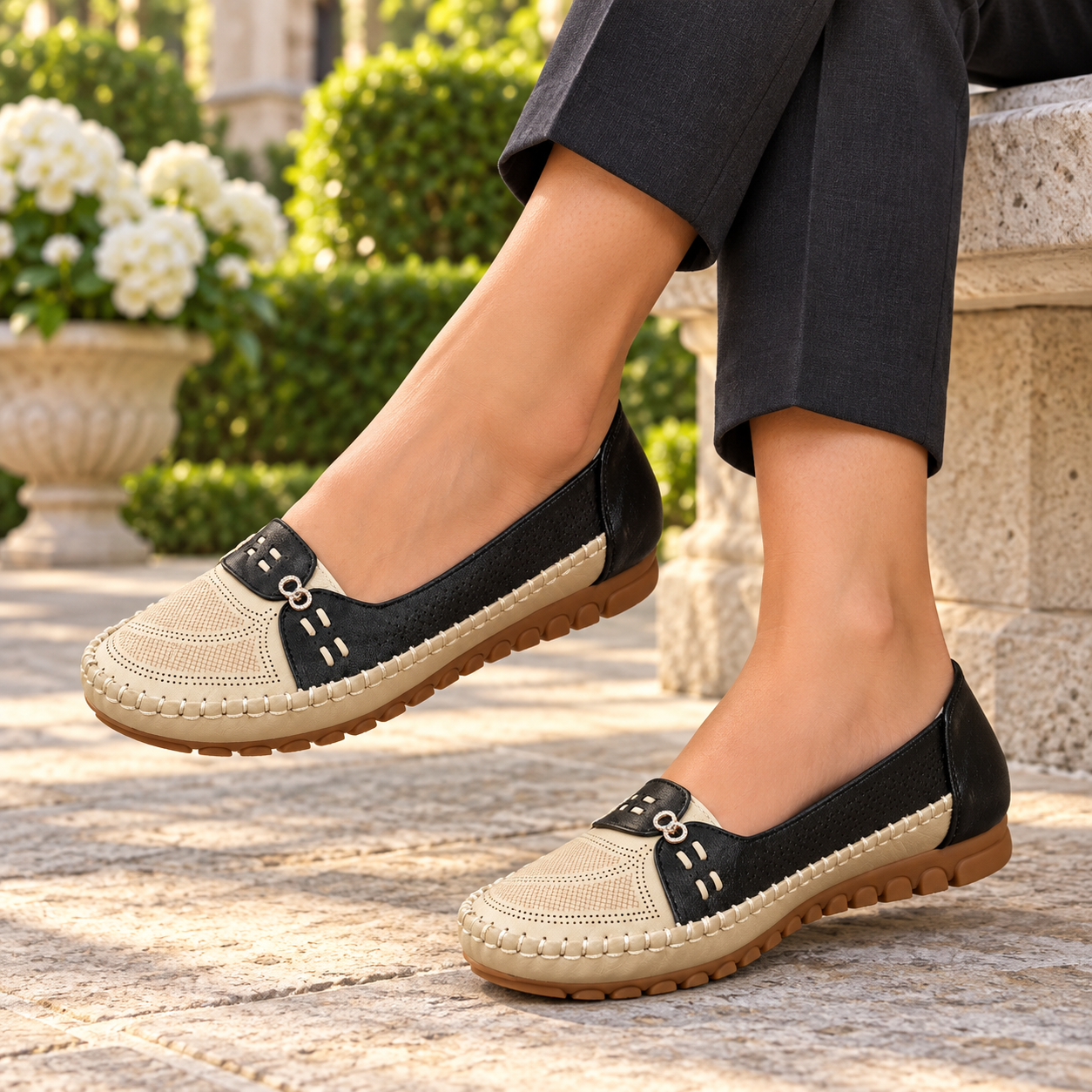 Chain-Detail Slip-On Flats