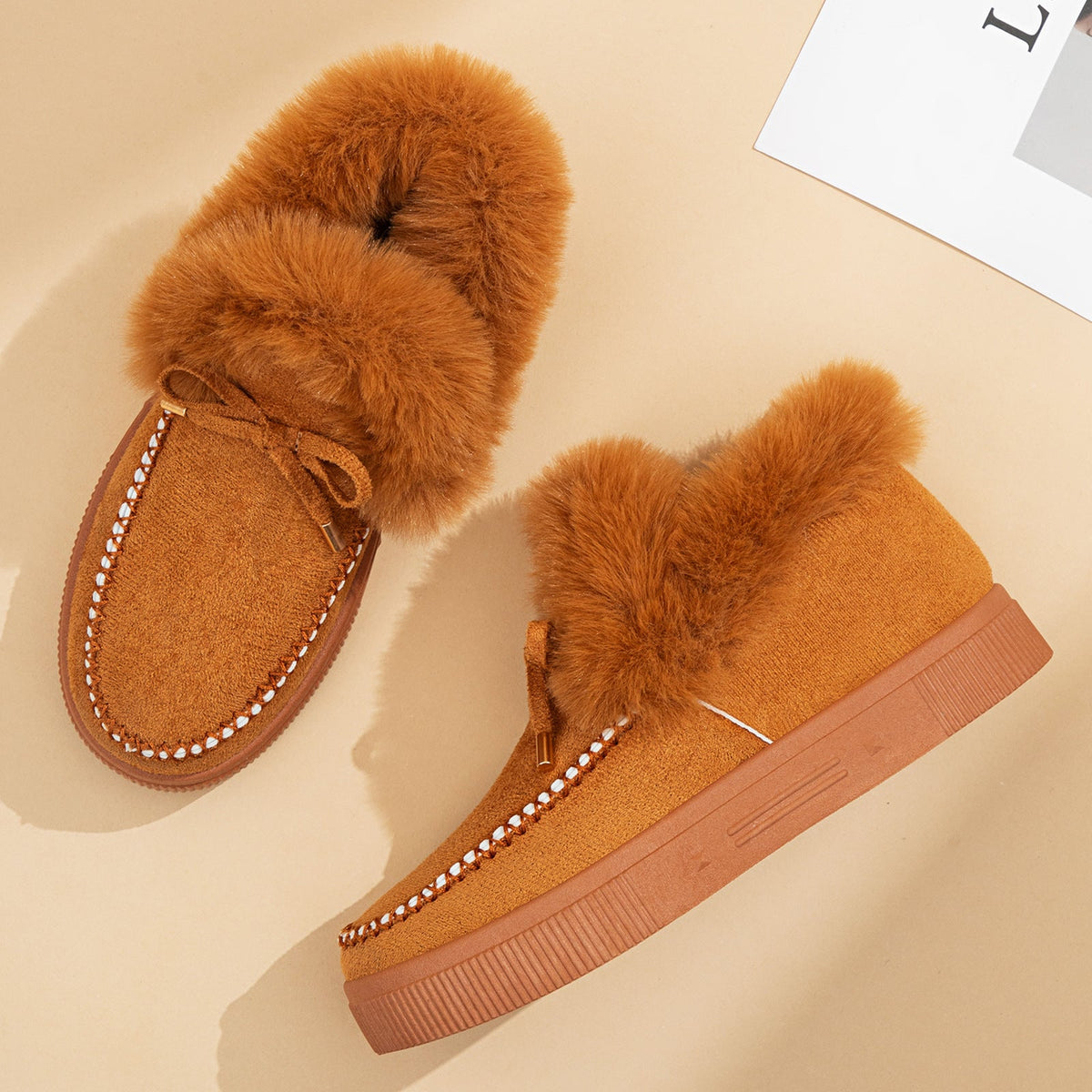 🔥55% OFF TODAY🔥2026 Women's Cozy Winter Ankle Boots – Warm Furry Bow Style