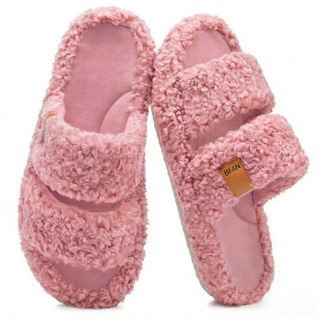 Unisex Cozy Plush Double-Strap House Slippers