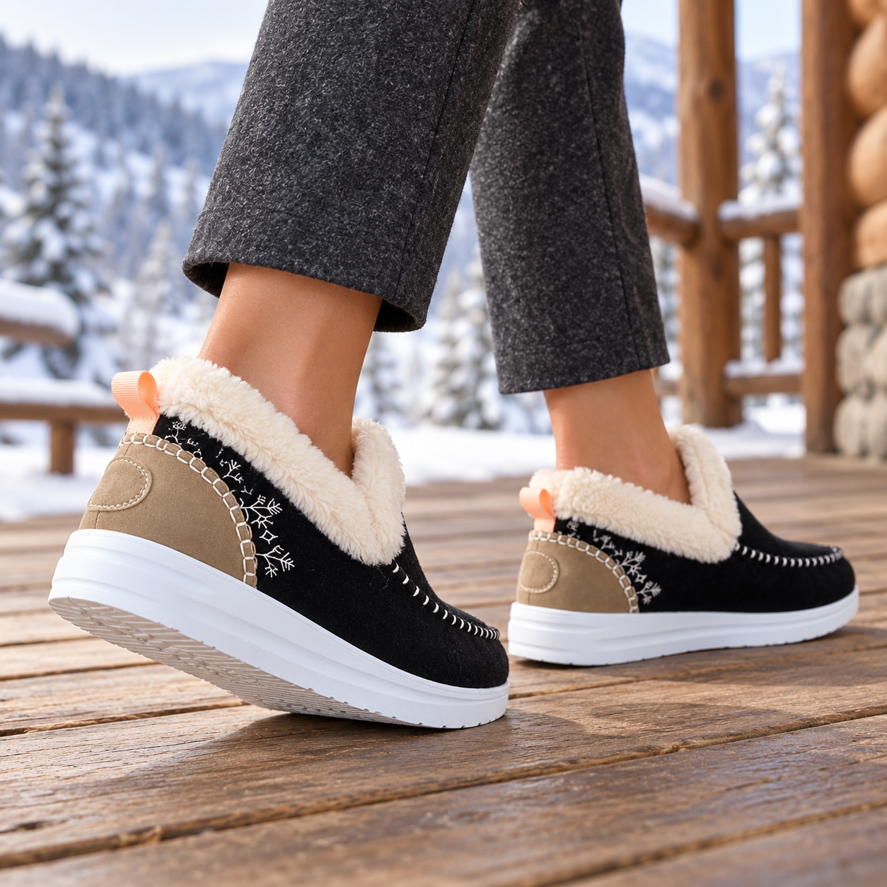 Fleece-Lined Slip-On Winter Boots