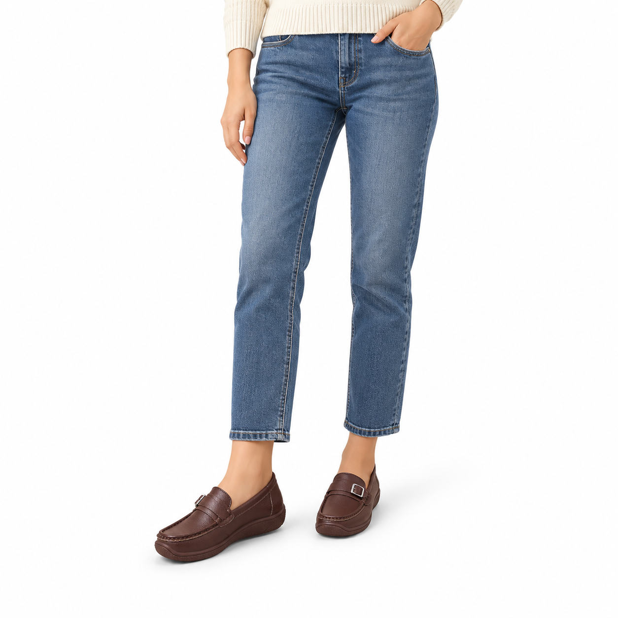 Women’s Soft Leather Silver Buckle Loafers