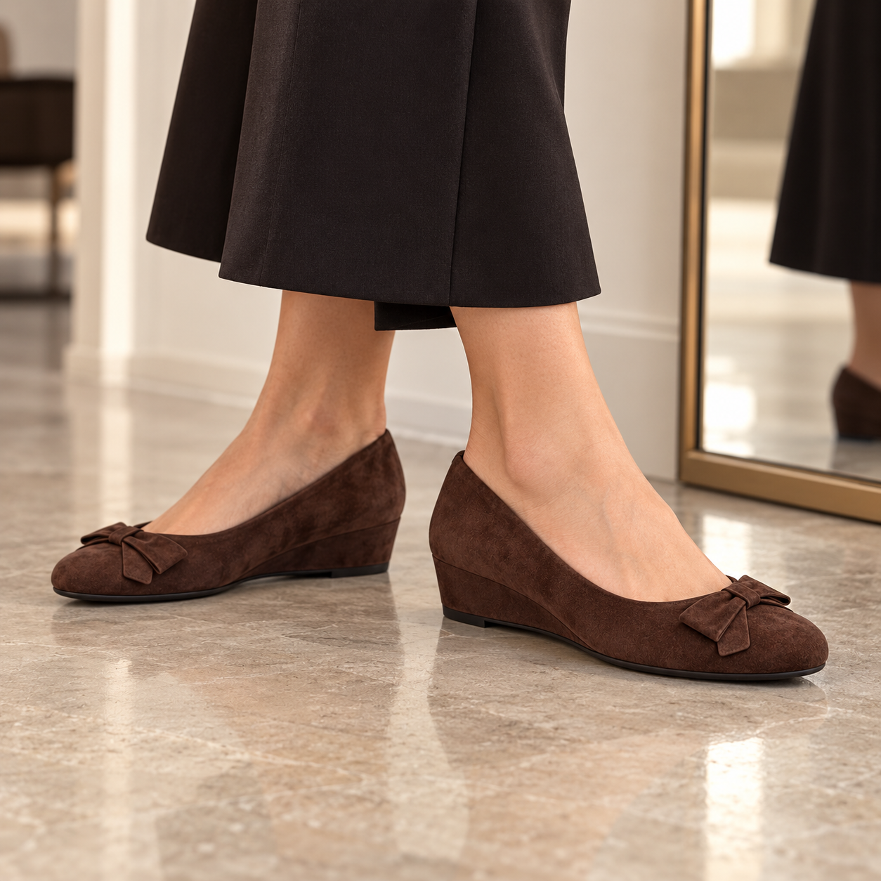 Women’s Retro Sheepskin Suede Wedge Shoes.