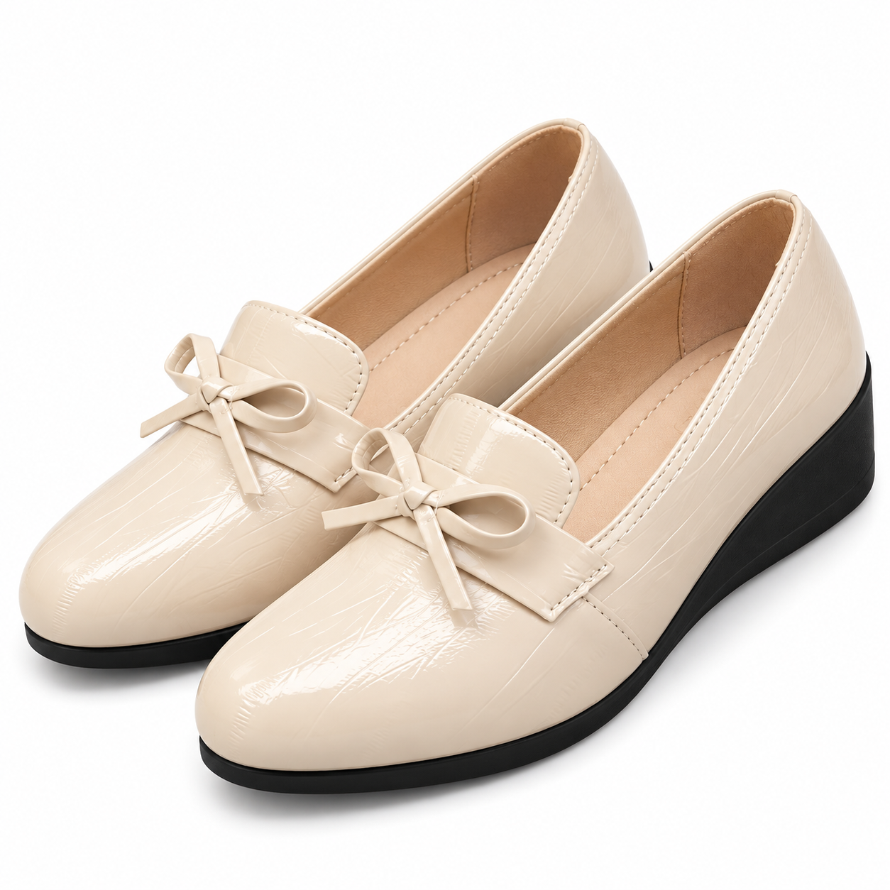 Women’s Patent Bow Wedge Loafers