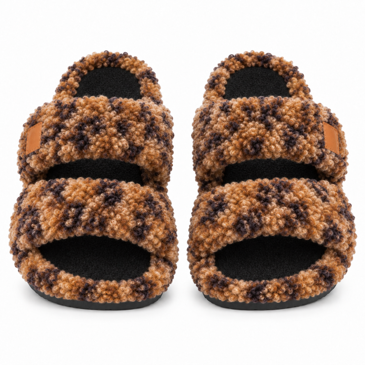 Women’s Fuzzy Double-Strap Slide Slippers