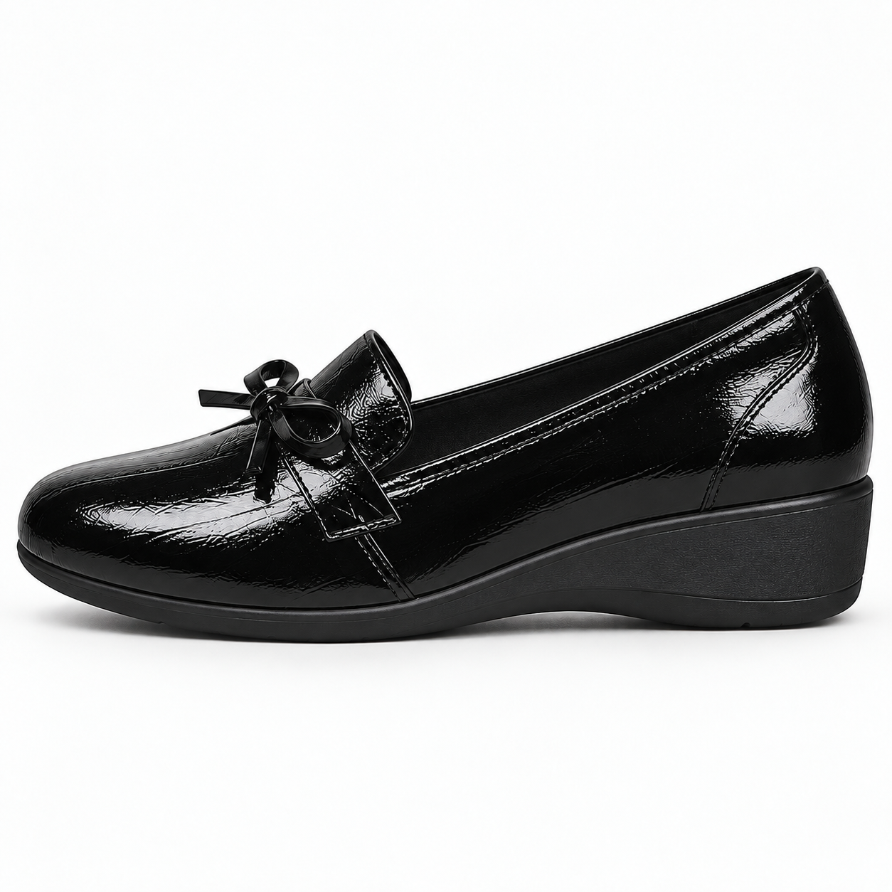 Women’s Patent Bow Wedge Loafers