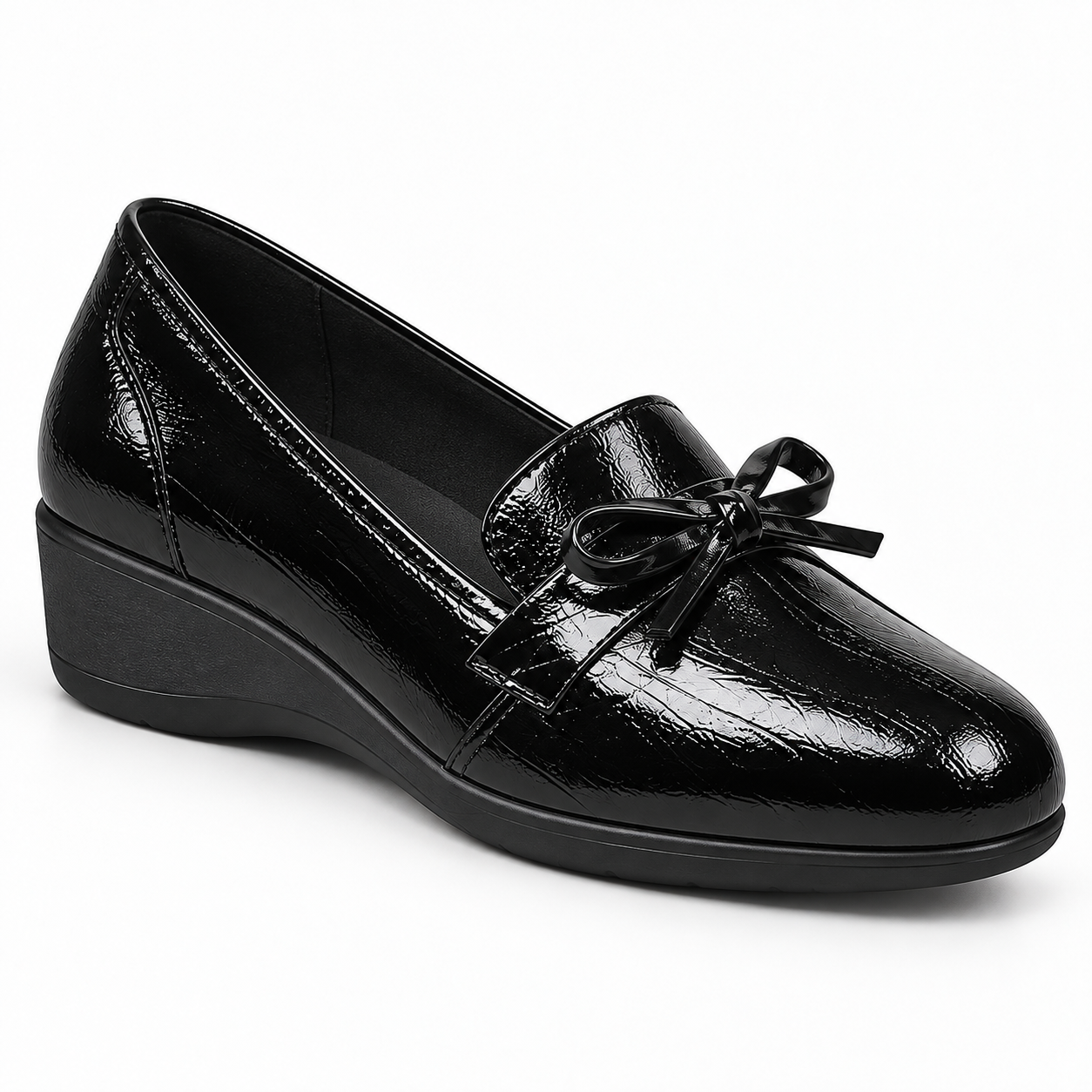 Women’s Patent Bow Wedge Loafers