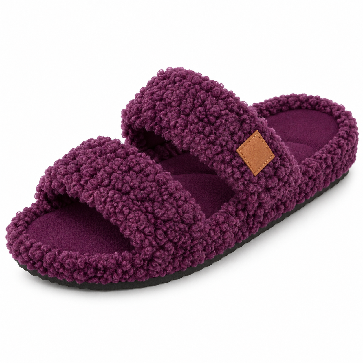 Women’s Fuzzy Double-Strap Slide Slippers
