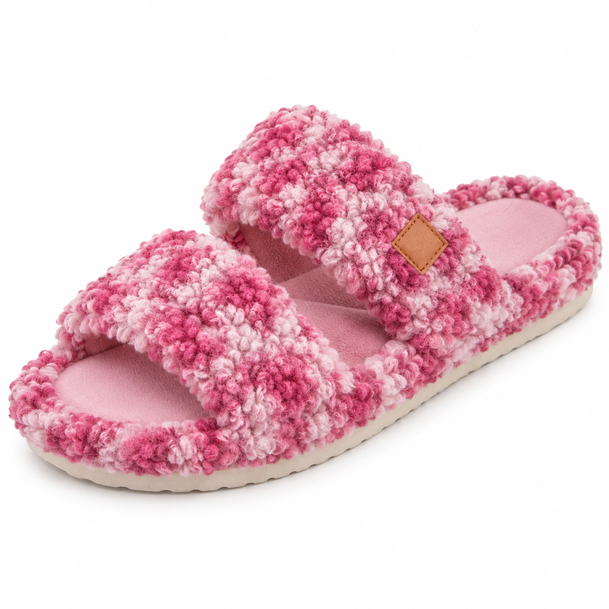 Women’s Fuzzy Double-Strap Slide Slippers