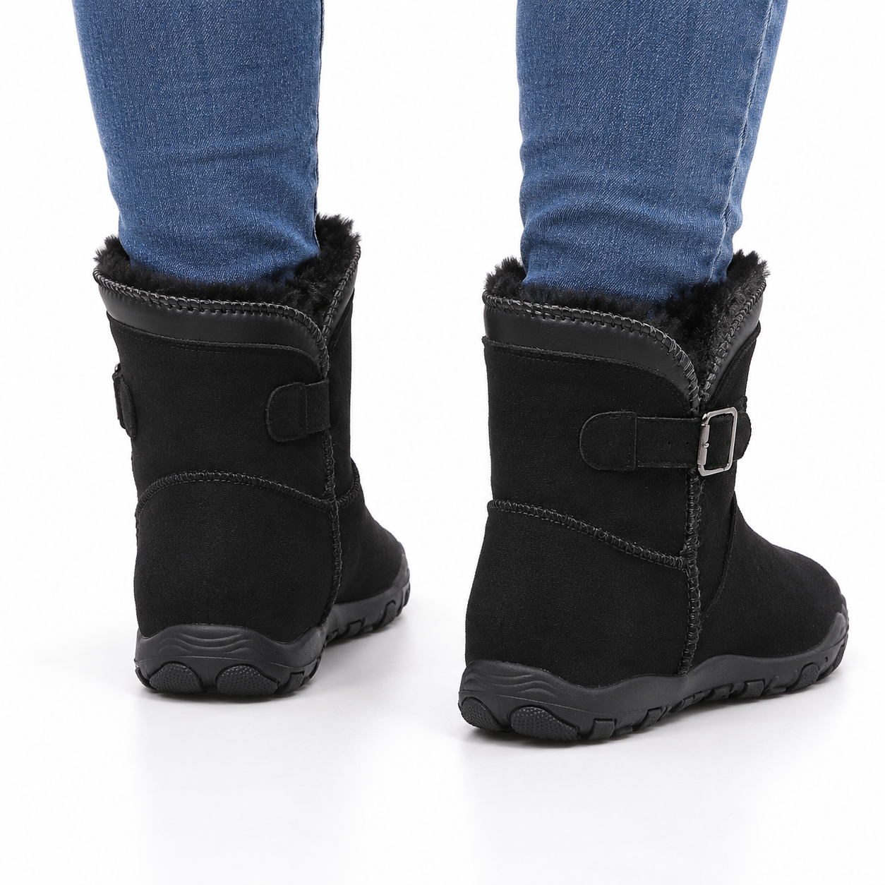 Women’s Fleece-Lined Buckle Ankle Boots