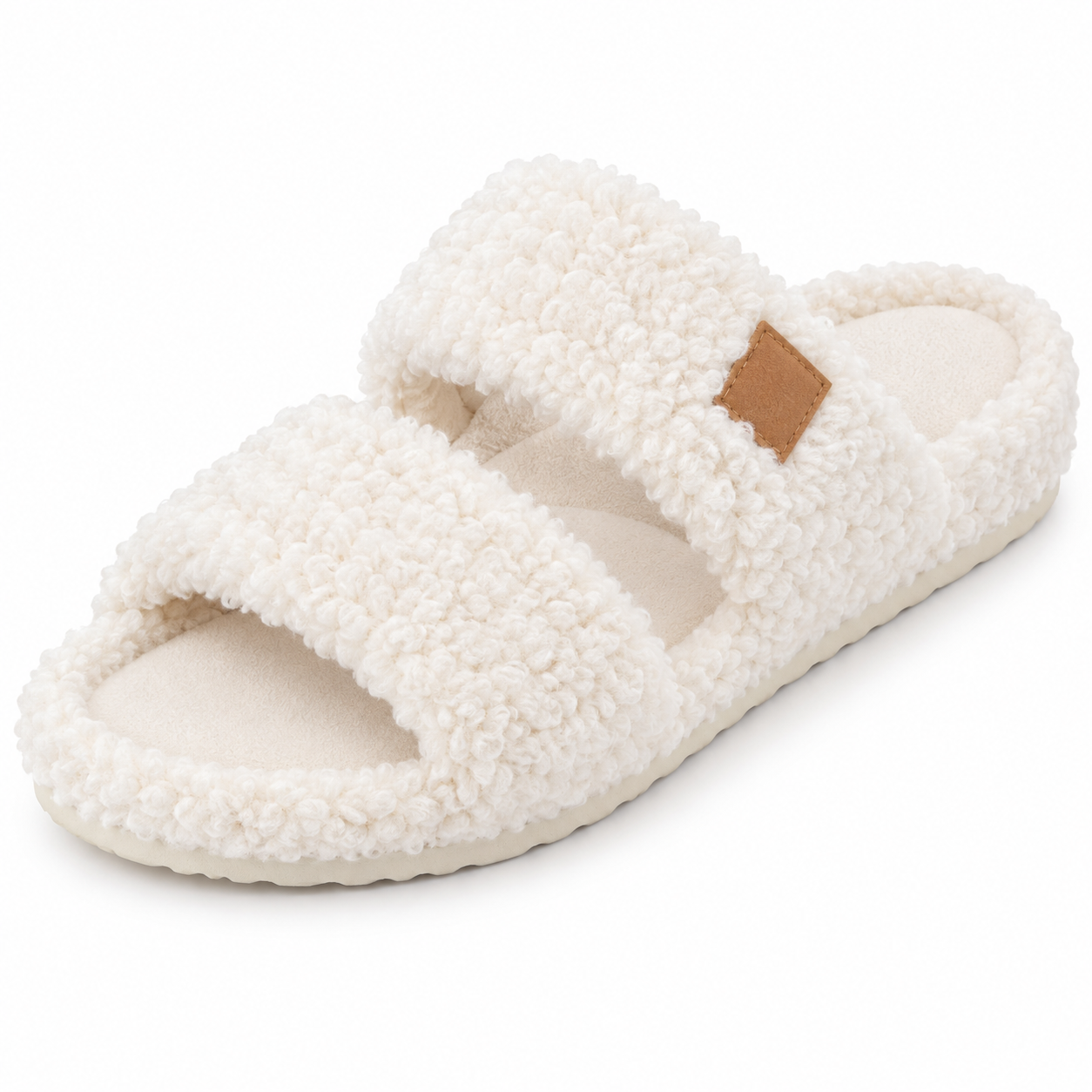 Women’s Fuzzy Double-Strap Slide Slippers